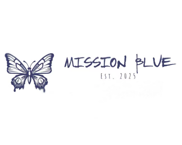 Butterfly logo with 'Mission Blue' text on a white background
